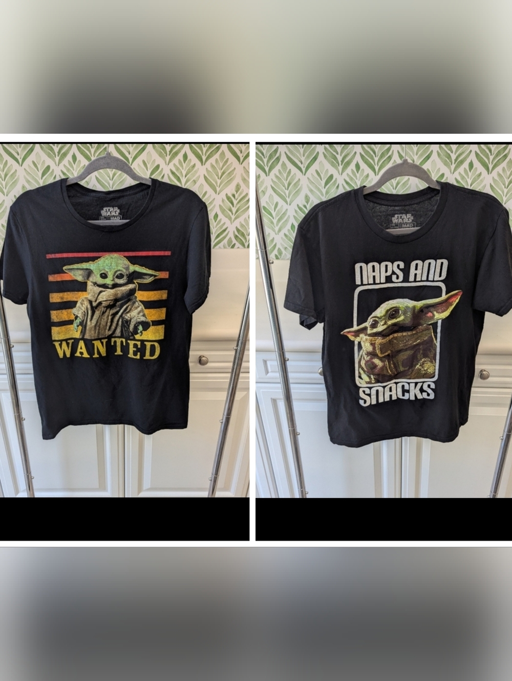 Bundle Of 2 Star Wars Yoda Black T-shirts Medium